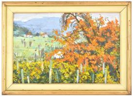 Arató István (1922-2010):Őszi bokor. Olaj, farost, jelzett,  hátoldalán autográf felirattal és Képcs...