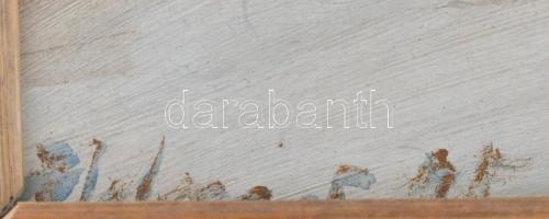 Göldner Tibor (1929-): Pusztai fogatos. Olaj, farost, jelzett, hátoldalán címkén feliratozott, kissé...