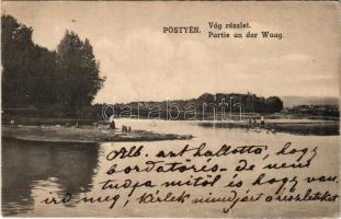 1918 Pöstyén, Pistyan, Piestany; Vág részlet. Lampl Gyula kiadása / Partie an der Waag / Váh riverbank (fa)