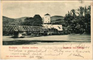 1906 Zsolna, Sillein, Zilina; Budatin vár, híd. Tóth Antal kiadása / Budatín castle by the Váh River, bridge
