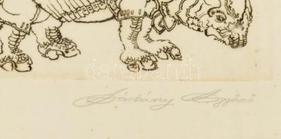 Sárkány Győző(1951-): A.D. emlékére I. Rézkarc, papír, jelzett, számozott: 1/100 (!), üvegezett kere...