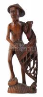 Bali jelzéssel: Halász. Faragott fa szobor. 30 cm