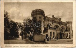 1926 Komárom, Komárno; Dustojnicky pavilon se sady / Offizierspavillon mit Parkanlage / Tiszti pavilon és a sétatér, mozi / officers pavilion, street view, promenade, cinema (EB)