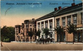 1924 Komárom, Komárno; Park, tiszti pavilon, üzletek / officers pavilion, shops, park (EB)