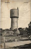 1914 Komárom, Komárno; Víztorony, teniszpálya / water tower, tennis court + KOMÁROM - POZSONY 214. SZ. B vasúti mozgóposta bélyegző (fl)