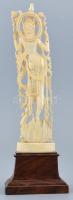 Istennő. Faragott csont szobor, fa talapzaton. 27 cm