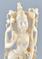 Istennő. Faragott csont szobor, fa talapzaton. 27 cm