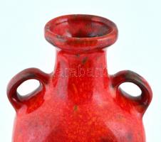 Jelzés nélkül. Bordó, füles iparművész váza. Hibátlan. 36 c,