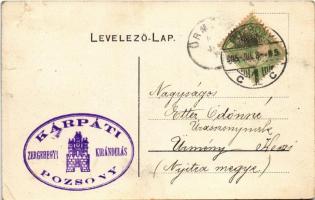 1905 Pozsony, Pressburg, Bratislava; Városi színház, villamos / theatre, tram + "Kárpáti Zergeh...