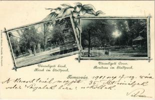1901 Temesvár, Timisoara; Városligeti kioszk, korzó / Kiosk, Corso im Stadtpark / kiosk, corso, park. Art Nouveau