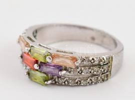 Bizsu gyűrű, színes kövekkel, méret: 57