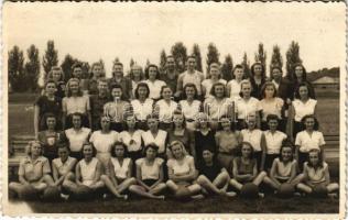 1947 Diósgyőr (Miskolc), Női kosárlabda edzőtábor / Hungarian womens basketball training camp. photo (ragasztónyom / glue mark)