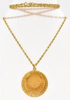 1939 Mexikó 20p arany (Au) 0,900 (16,66g) + 18K arany keret és lánc 26,83 g. Össz nettó 43,49 g