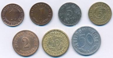 Német Birodalom 1876-1938. 1pf-50pf (7xklf) T:1--3 German Empire 1876-1938. 1 Reichspfennig - 50 Reichspfennig C:AU-F