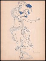 Korcsmáros jelzéssel: Akt táncosnő. Toll, papír, 31×24 cm