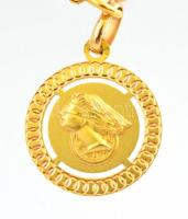18k arany (Au) nyaklánc 43 cm + 18 K női fejes medál  18 g