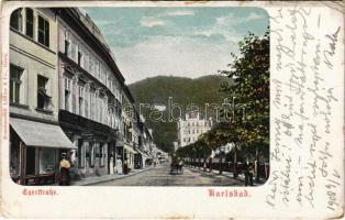 1908 Karlovy Vary, Karlsbad; Egerstraße / street view, hotel. Kunstanstalt Löffler & Co. (EK)