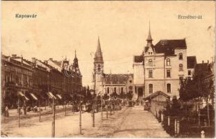 1913 Kaposvár, Erzsébet út, piac. vasúti levelezőlapárusítás 9106. (Rb)