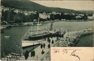 1903 Abbazia, Opatija; Angekommener Dampfer / steamship, molo, port. Orig.-A. Fr. Reincke (EK)