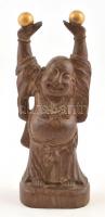 Faragott fa buddha-szobor, m: 20,5 cm