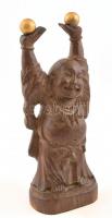 Faragott fa buddha-szobor, m: 20,5 cm