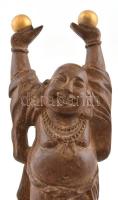 Faragott fa buddha-szobor, m: 20,5 cm