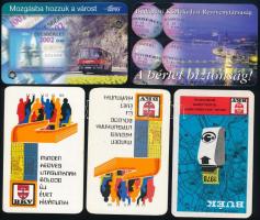 1978-2002 BKV reklámos kártyanaptárak, 5 db.