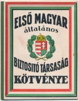 Kecskemét 1934. Első Magyar Általános Biztosító Társaság biztosítási kötvénye