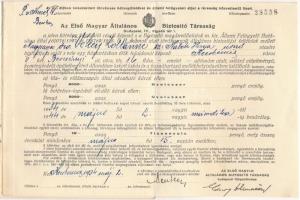 Kecskemét 1934. "Első Magyar Általános Biztosító Társaság" biztosítási kötvénye