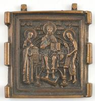 XVIII. sz.: Bronz utazó ikon darabja / Bronze icon fragment 5,5x6 cm