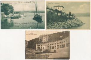 Abbazia, Opatija; - 5 db RÉGI városképes lap / 5 pre-1945 town-view postcards