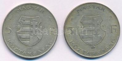 1947. 5Ft Ag "Kossuth" (2x) T:2- Adamo F8.1
