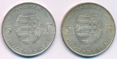 1947. 5Ft Ag "Kossuth" (2x) T:2 Adamo F8.1