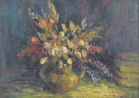 Dobos Lajos (1921-2012): Száraz Virágok. Olaj, vászon, jelzett. Hátoldalán autográf felirattal. Fa k...