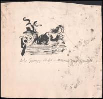 Zala György (1858-1937): Részlet a Milleniumi emlékműből. Tus, papír. 13x22 cm