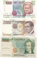 Olaszország 1985-1990. 1000L-5000L (3xklf) T:I--III Italy 1985-1990. 1000 Lire - 5000 Lire (3xdiff) C:AU-F