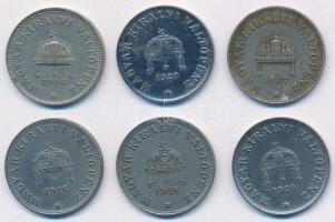 1907KB-1920KB 20f Ni/Fe (6db,5xklf) egyik 1920. 20f Fe ezüstözve T:1-,2 patina
Adamo K4, K4.1