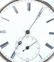 XIX. sz. vége- Ezüst (Ag) kulcsos zsebóra, másodperc mutatóval, gravírozott tokkal, működő állapotba...