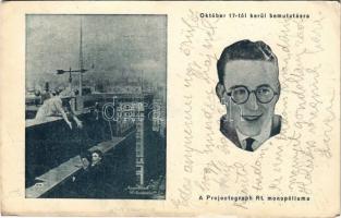 1924 Ausgerechnet Wolkenkratzer! / Felhőkarcoló Szerelem mozi film reklámlapja. A Projectograph Rt. monopóliuma / Safety Last! American silent film advertising card, Harold Lloyd (EB)