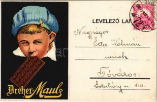 1927 Dreher Maul csokoládé reklámlapja / Hungarian chocolate advertising card litho