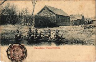 Chinesische Waschermadeln / Chinese washerwomen, folklore. TCV card (EM)