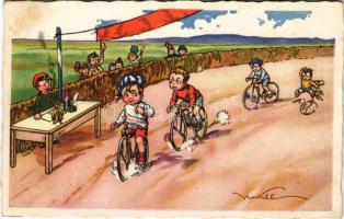 1926 Childrens bicycle race. Italian art postcard. Degami 970. s: Castelli (EK)