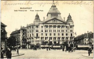 1915 Budapest V. Deák Ferenc tér, Anker udvar, Polacsek üzlete, villamos (EK)