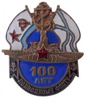 Szovjetunió ~1990. 100 éves a tengeralattjáró flotta zománcozott Br jelvény csavaros hátlappal (34x40mm) T:2 Soviet Union ~1990. 100 Years of Submarine Fleet enamelled Br badge with screw back (34x40mm) C:XF