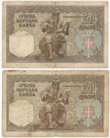 Szerbia / Német megszállás 1941. 50D (2x) T:III Serbia / German occupation 1941. 50 Dinara (2x) C:F ...