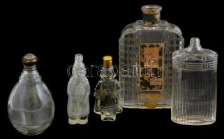 5 db régi parfümös üveg, kopásnyomokkal, m: 9,5-15 cm