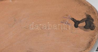 Bodrogkeresztúri kerámia kéményseprő, kézzel festett, jelzés nélkül, kis kopásnyomokkal, m: 16 cm