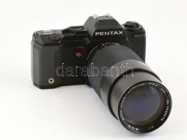 Pentax A3 filmes SLR fényképezőgép, SUN 85-210mm f/3.8 objektívvel, működőképes, szép állapotban, elemek nélkül