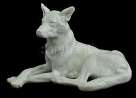 Herendi porcelán kutya, fehér mázas, jelzett, hibátlan, 18x30 cm
