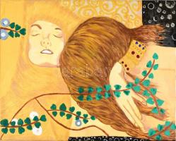 Jelzés nélkül, Gustav Klimt után: Hölgy aranyban. Olaj, vászon. 40x50 cm